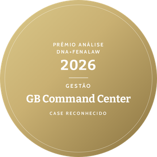 Selo do Prêmio Análise DNA+FENALAW 2026: GB Command Center, case reconhecido