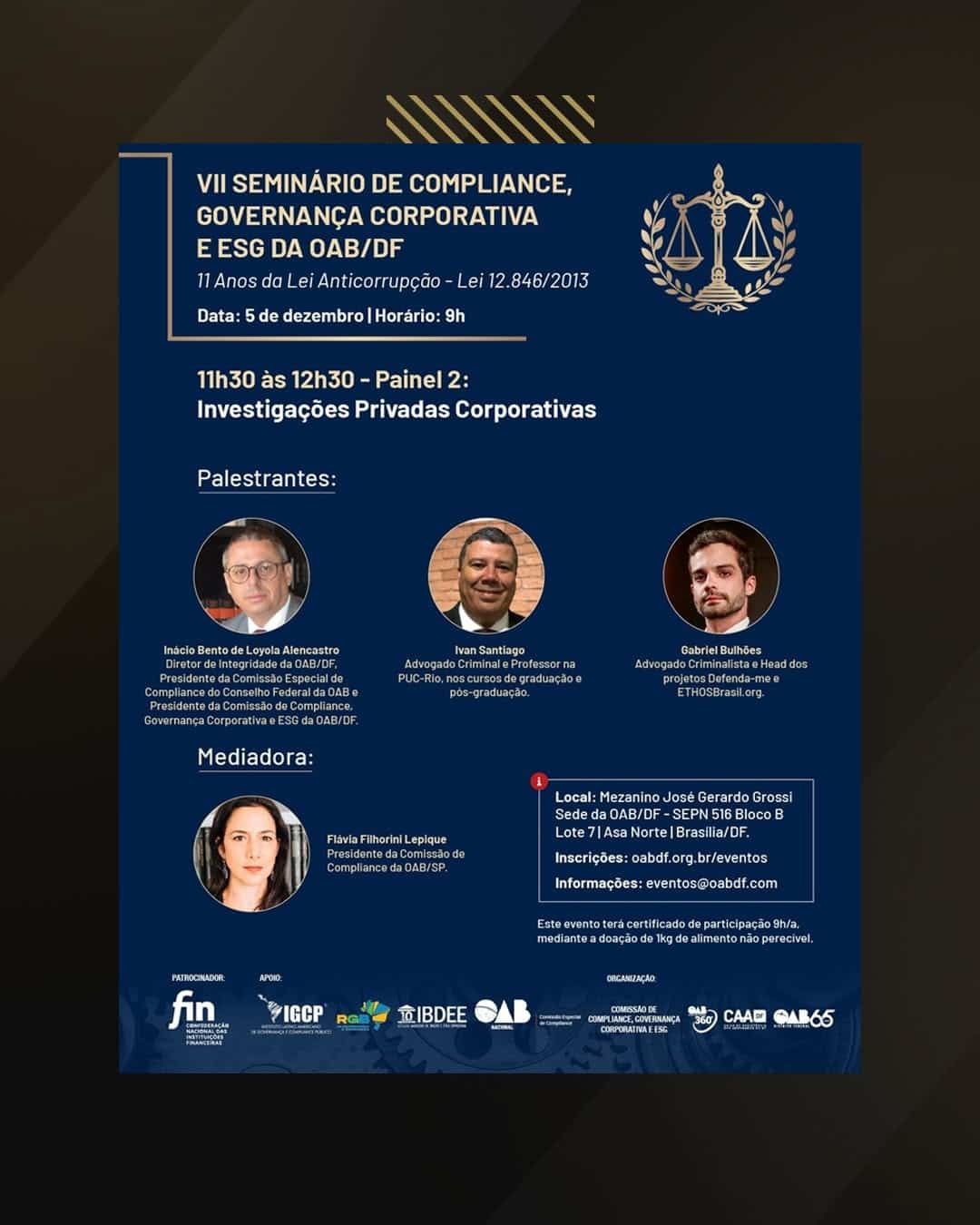 Gabriel Bulhões participa de VII Semiário de Compliance da OAB/DF